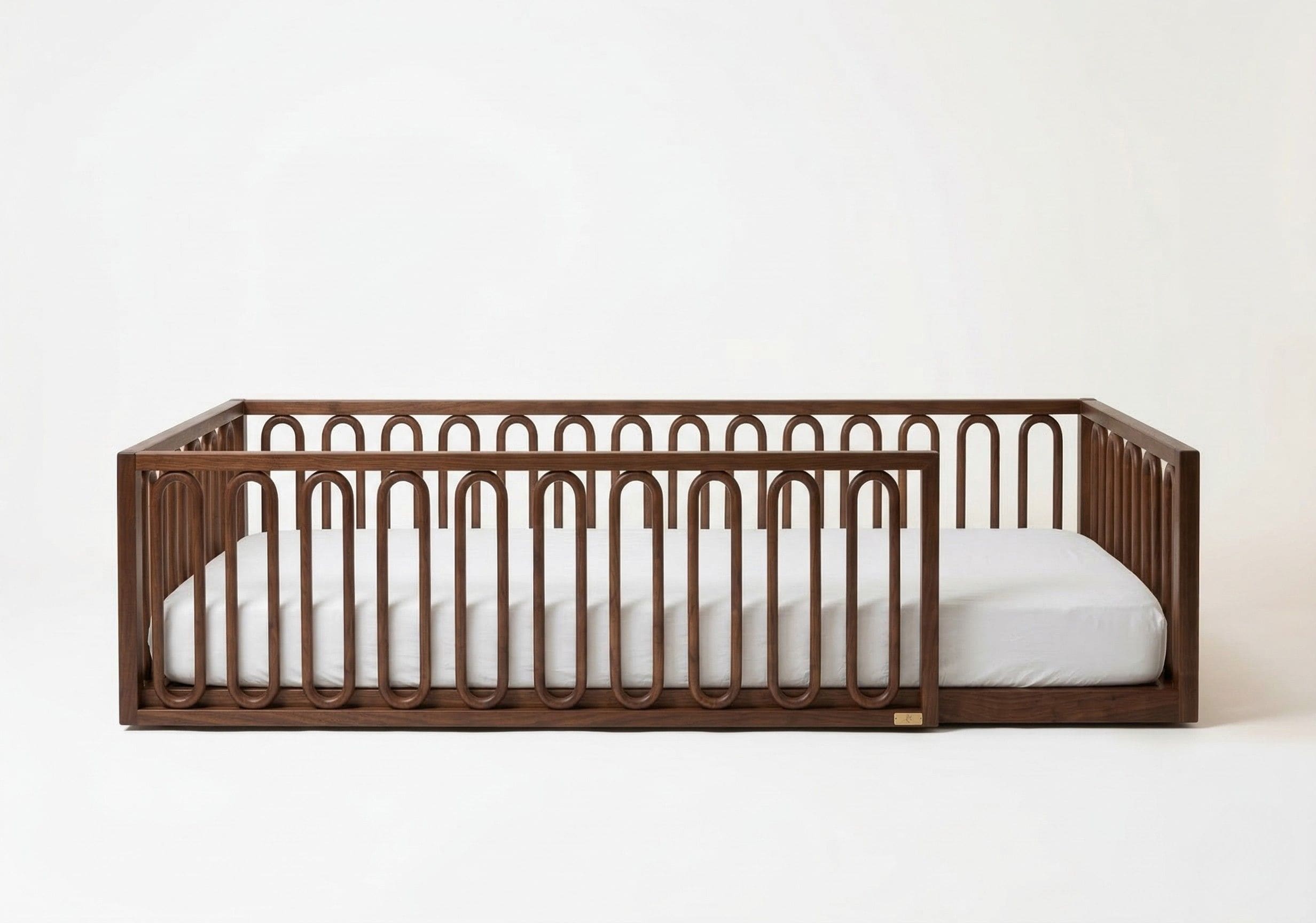 Petite Rêves Lune Floor Bed Walnut finish — deep rich hardwood